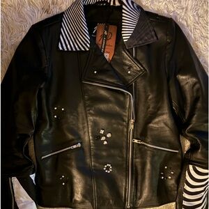 Custom black leather jacket